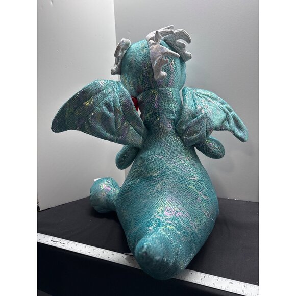 Large 20-Inch Blue Dragon Metallic Plush Toy With Red Ribbon By Walmart - Picture 7 of 8